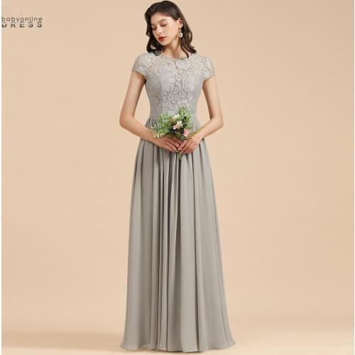 Babyonlinedress 50 Colors Lace Long Evening Dress Open Back Chiffon Prom Party dress Cap Sleeves robes de soirée abendkleider