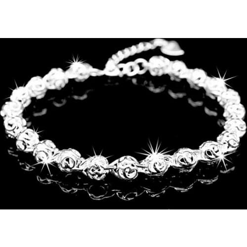 Crystal Glass Balls Hollow Silver Plated Bracelet Zircon Ball Beads Bracelets Women Lady Adjustable Bangles Rhinestone Jewelry