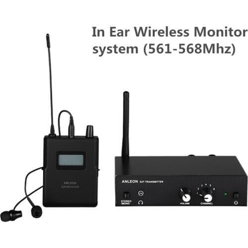 For ANLEON S2 Stereo Wireless Monitor System Wireless Earphone Microphone Transmitter System 561-568Mhz 100-240V NTC Antenna Kit