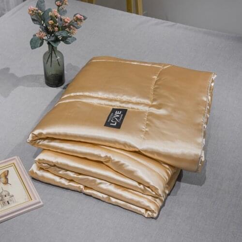 Elegant Solid Color Smooth Quilt Soft Cool Fiber Air-conditioning Quilt for Adults Multipurpose Sofa Bed Throw Blanket