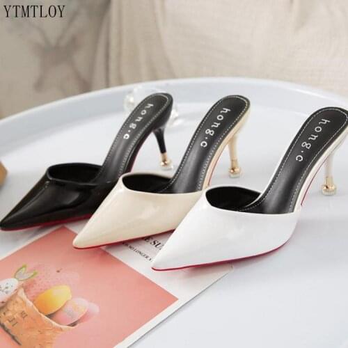 White Elegant Office Shoes Women Temperament High Heels Slip On Sandals Comfortable Ladies Ytmtloy Beach Slippers Sapato Feminin
