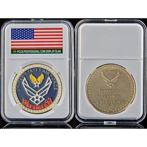 USA Emblem Core Values Air Force Retired Integrity Service Excellence Coin Medal of Courage Commitment Coins