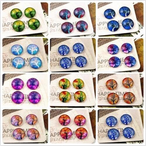Hot Sale 20pcs 12mm Handmade Photo Glass Cabochons ( Color tree series)