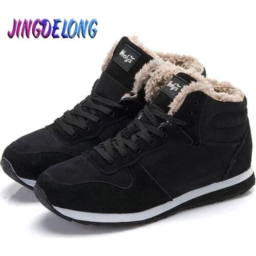 Classic Winter Mens Snow Boots Unisex Warm Fur Men Snow Boots Outdoor Waterproof Boots Platform Winter Leather Mens Sneakers