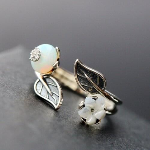 Ecoworld Ge wholesale silver natural opal Thai silver rings Vintage 925 sterling silver ring