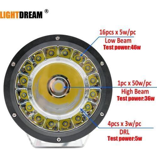 Round 142W led OffRoad lights 12V 24V Led Spotlights with DRL Free Cover 4x4 Car Bumper Roof Front Headlights x1pc