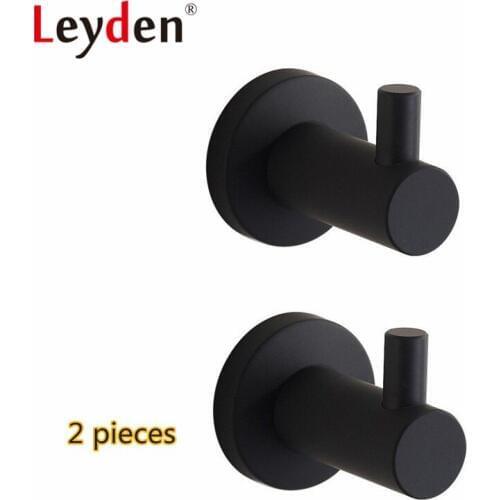 Leyden 1/2 Stainless Steel Black Coat Hook Robe Hook Wall Mounted Round Modern Clothes Hangers for Hanging Bathroom Accessories