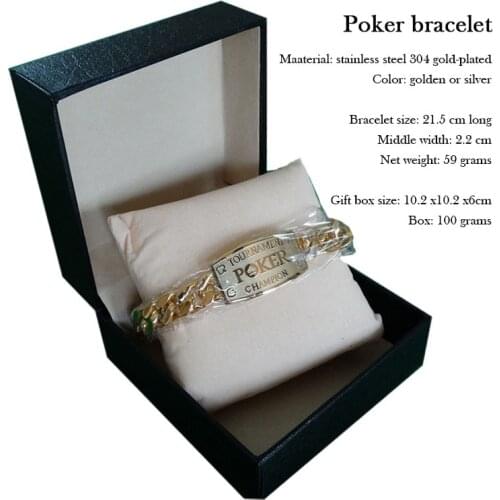 TEXASHOLD'EM POKER CHAIPION Metal Poker Bracelet Silvering Golden Bracelet
