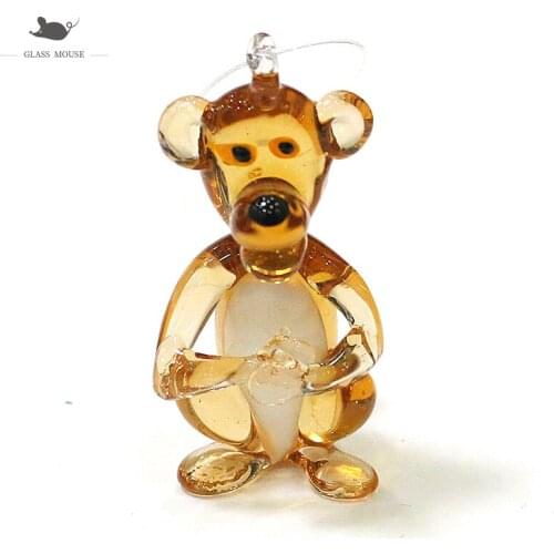 Miniature Glass Monkey Figurine Pendant Home Garden Hanging Decoration Supplies Accessories Cute Animal Craft Ornaments For Kids
