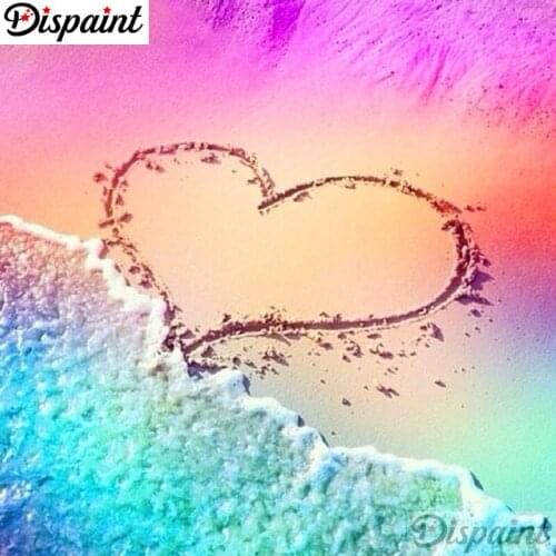 Dispaint Full Square/Round Drill 5D DIY Diamond Painting "Beach heart" Embroidery Cross Stitch 3D Home Decor A10373
