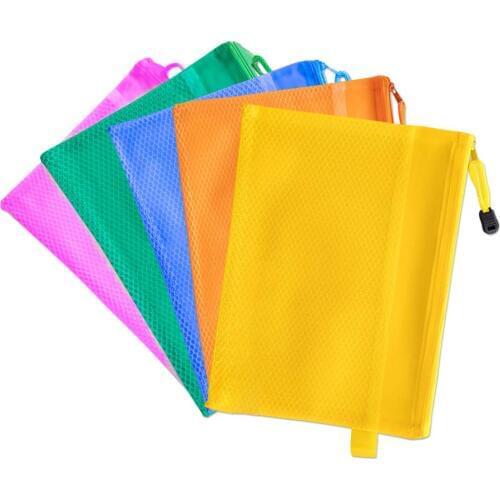Paper Files Bag A5 Size Waterproof Zippered Mesh Office Document Cash Stationery Storage Folder Bags Organizer For School Office