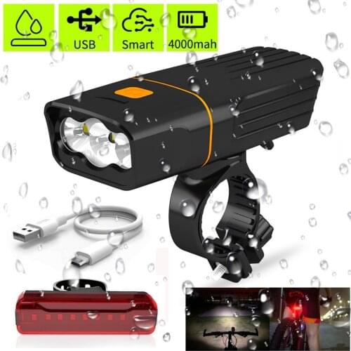 3T6 Front Light 1000 Lumens Bicycle Front Rear Tail Light USB Charging Front Lamp Flashlight Mountain Bike Warning Light