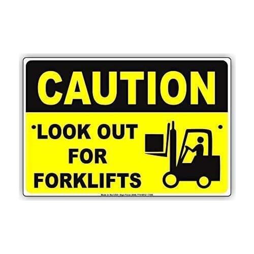 Nice Safety Warning Metal Signs 8x12 Lookout for Forklifts Warehouse Storage Room Caution Sign Man Cave Indoor Indoor H