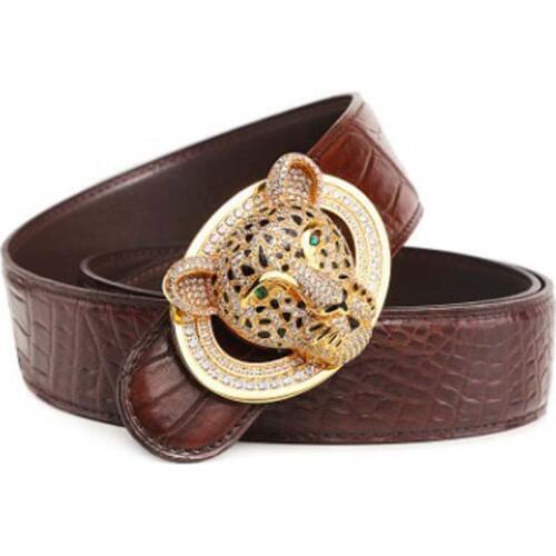 LINSHE The new crocodile fashion business The belt male Genuine leather belts The leopard Smooth buckle men belt