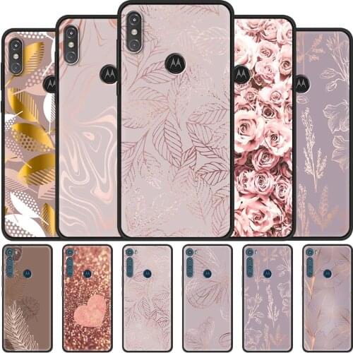 Rose Pink Bling Case For Motorola G9 Play One Fusion Plus G8 Power Lite E6s Hyper Edge G Stylus G30 Soft Phone Cover Funda Shell