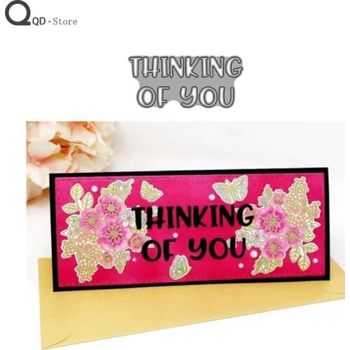 Thinking of You Letter Cutting Dies Stamps Dies Scrapbooking Mold Cut Childrens Handmade Tools DIY Craft Decoration New 2021
