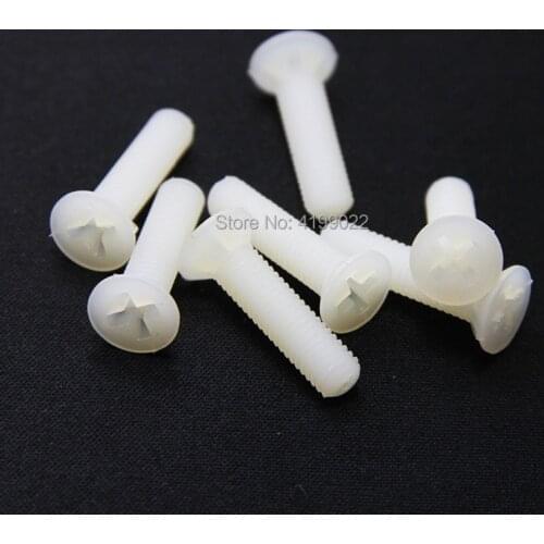 50pcs M3*6/8/10/12/15/18/20 DIN965 GB819 White Nylon Flat Cross Recessed Head Screws Plastic Phillips Screw bolt