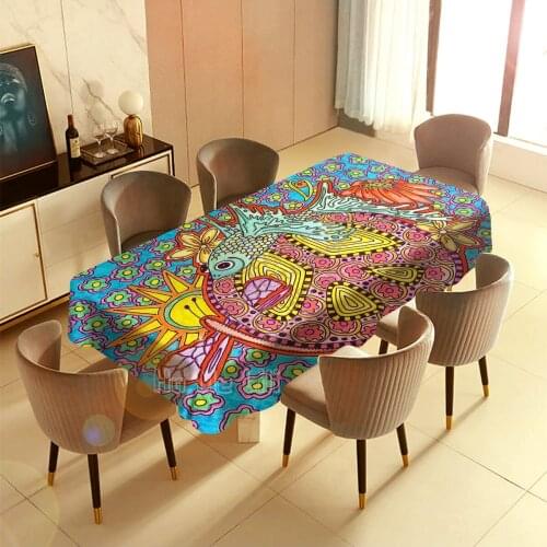 Fantastic Hippie Art Myth Tablecloth Indoor And Outdoor Polyester Waterproof And Oil Resistant Reusable