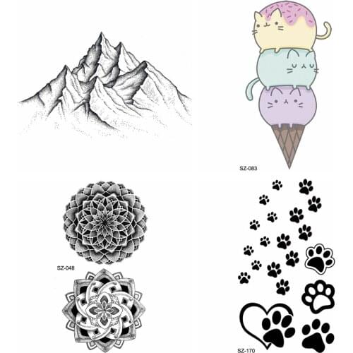 Waterproof Tattoo Black Small Peak Temporary Tattoo Sticker Women Fashion Body Arm Fake Tatoos Ice Cream Children Hand Xmas Gift