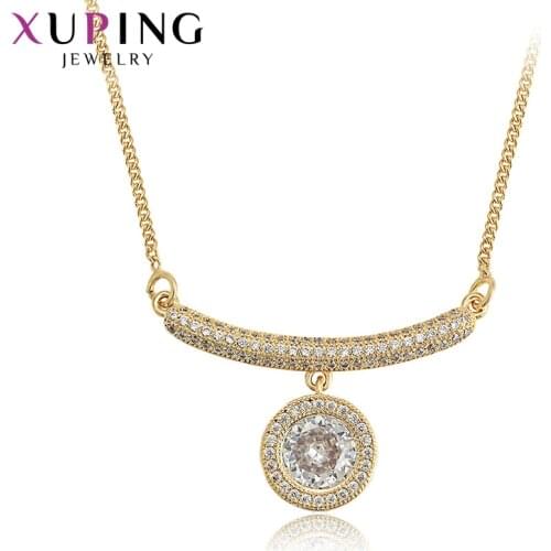 Xuping Sweet for Girls Round Design Necklace Synthetic Cubic Zirconia Trendy Jewelry Black Friday Gifts 45288