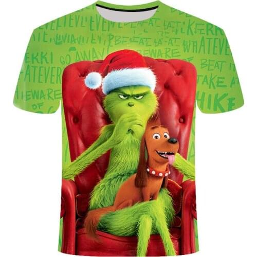 Funny Green Weird Cute Cartoon Christmas 3D Printed T-shirts Men Women Kids Breathable Casual Hip Hop T shirt Boys Girls Tshirt