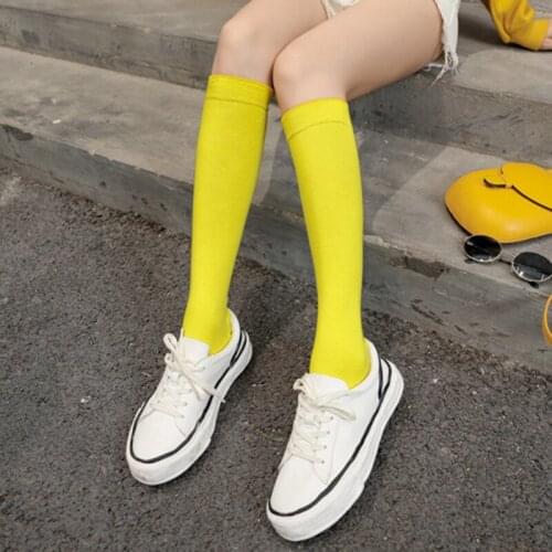 Women Socks Quality Solid Color Stockings Warm Knee-high Stockings Autumn Winter Warm Long Casual Lady Girls Stockings Medias
