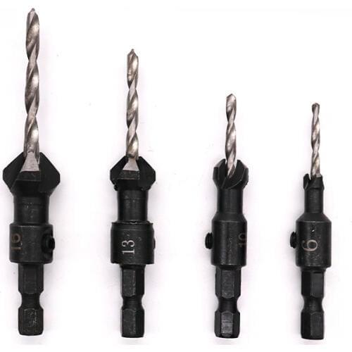 1pcs Hexagonal efficient drill head set 1/4 carpentry hole countersunk taper point wood head Woodworking hole saw