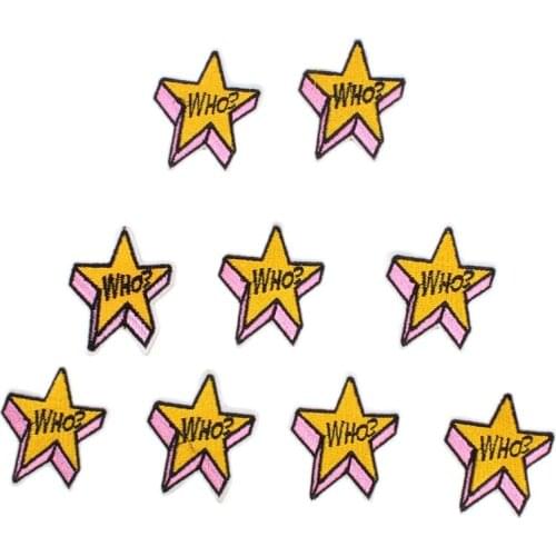 10pcs/lot Embroidered Star Patch Iron On Funny Stickers For Jeans Bags Shoes Shirts DIY Sewing Fabric Appliques Bagde