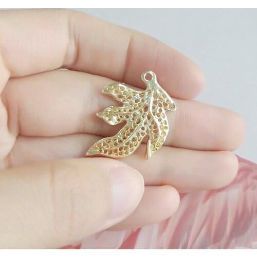 10 PCS 22*29mm Metal Alloy KC Gold Plated Leaf Charms Pendant DIY Jewelry Accessories
