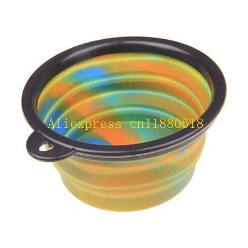 100pcs Free Shipping Camouflage Pet silicone Bowl Dog folding portable bowls For food the dog drinking water bowl pet bowls