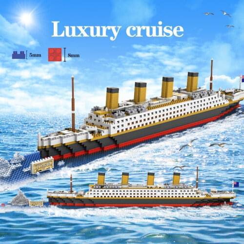 1860pcs RMS Titanic Model Large Cruise Ship/Boat 3D Micro Building Blocks Bricks Collection DIY Toys for Children Christmas Gift