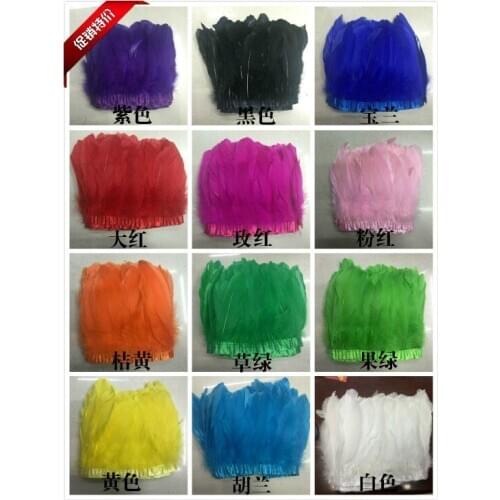 2Yards/Lot 4-6" Mixed Colour Goose Feather Trim Duck Feather Fringe DIY Hair Accessories For Wedding Hats Decoration