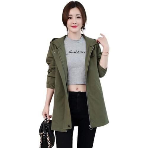 2020 New Autumn Womens Jacket Long Sleeve Hooded Basic Coat Windbreaker Female Jacket Casual Zipper Outwear Plus Size P916