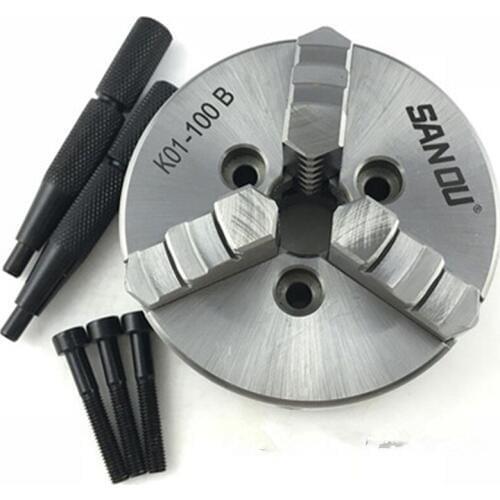 3Jaw Wood Lathe Chuck 100mm Chuck M6 Mounted Hardened Steel Plain Back CNC Woodworking
