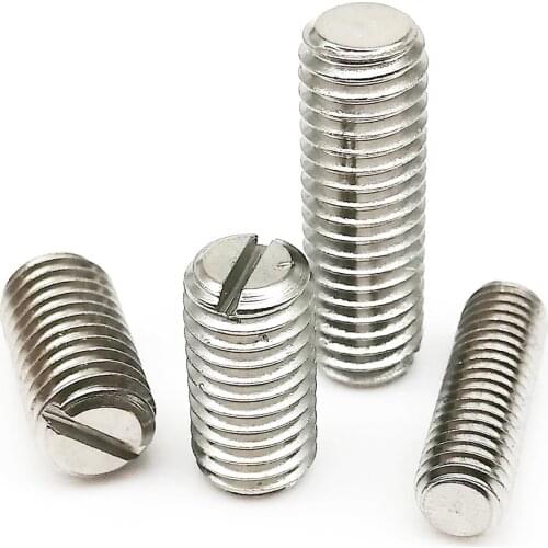 5/10pcs M1.2 M1.4 M1.6 M2 M2.5 M3 M4 M5 M6 M8 GB73 304 Stainless Steel Slotted Head Flat Point End Headless Grub Bolt Set Screw