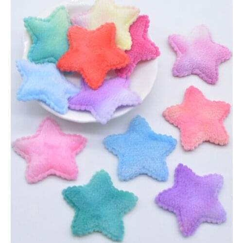 50Pcs 40mm Soft Plush Furry Star Applique for DIY Headdress Hair Clip Bow Decor Accessories Clothes Hat Shoes Sewing Patches