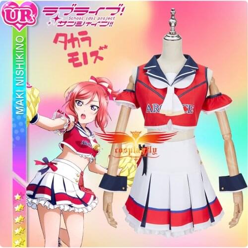 Anime LoveLive! Cheer Girl Friendly Match Round 19 Maki Nishikino Cosplay Costume Women JK Uniform Skirt Top Cuff Tie Halloween