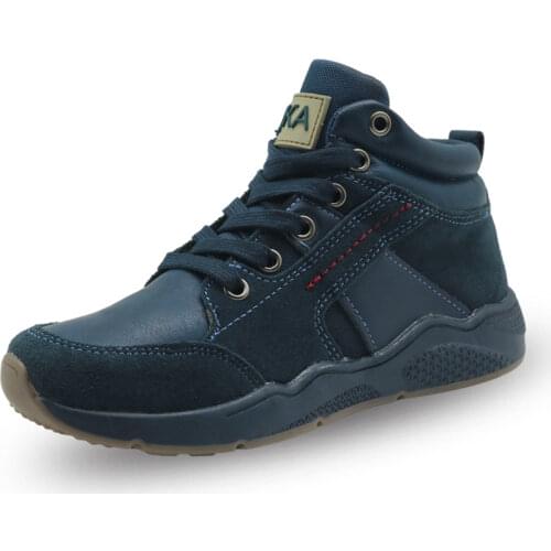 Apakowa Boys Genuine Leather Motorcycle Ankle Boots Kids Outdoor School Activities Hiking Shoes Children Spring Autumn Boots