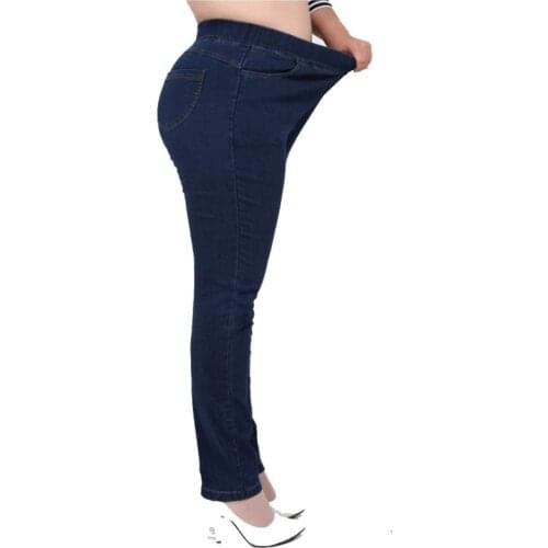 Plus Size 8XL 7XL L Elastic High Waist Femme Jeans Pencil Pants Spring Casual Jeans Women High Stretch Trousers Denim Pants