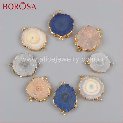 BOROSA New Style Connector for Bracelet, Gold Color Mix Color Titanium Solar Quartz Connector for Necklace as Gift G1188