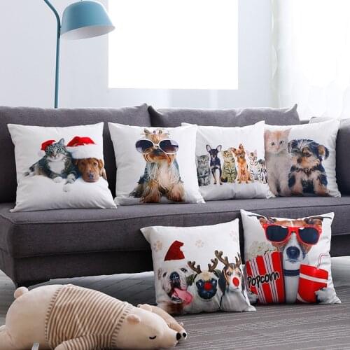 Pillow Case Digital Printed Animal Pillow Case Flannel Custom Pillow Cover Short Plush Office Car Cushion Sofa Pillow Cover Home