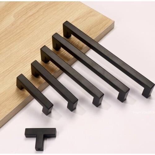 Black/golden/Silver Square Cabinet Handle Furniture Hardware Stainless Steel Kitchen Door Knobs Cupboard Wardrobe Drawer Pulls