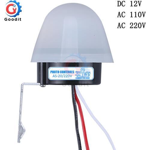 AS-20 DC 12V AC 110V 220V 10A Waterproof Sensitive Auto Photo Switch On/Off Photocell Street Light Switch Sensor Switch Tools