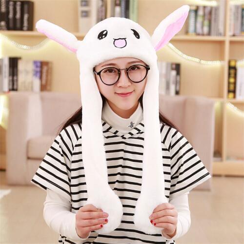 New Style Attractive Kids Cuddly Moving Ear Rabbit Hat For Child Gag Gift Dance Plush Toy