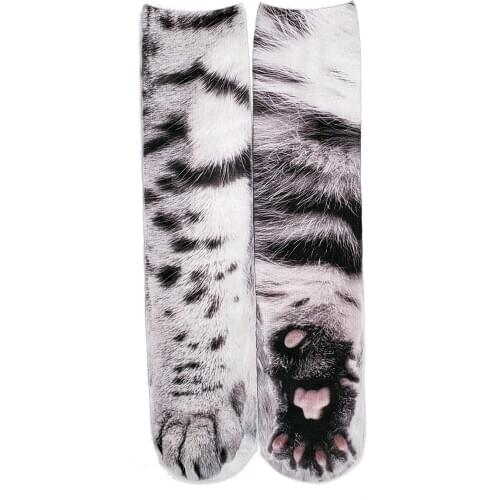 KASURE 3D Animal Foot Printing Paw Socks Unisex Crew Cat Tiger Cute Funny Children Cartoon Multi Color Printed Ankle Socks Women