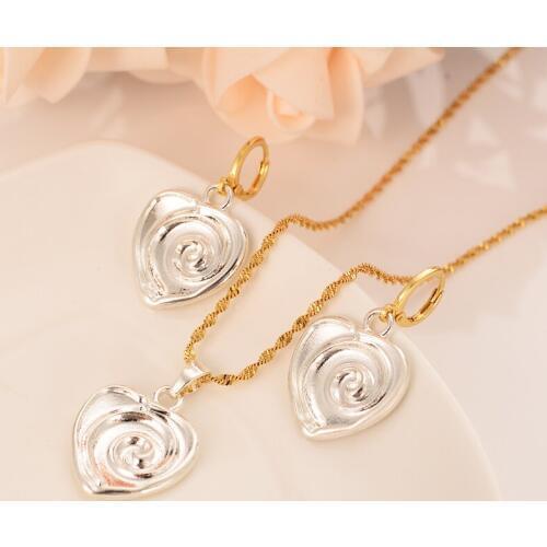 Dubai india heart African jewelry Set Necklace pendant Earrings Ethiopia Eritrea wedding bridl jewelry for women girl
