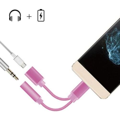 ECos 2in1 USB Type C Charging Audio Cable Type-C to 3.5 mm Audio Jack Headphone Earphone Audio Splitter Adapter Cable #275279