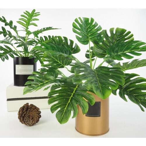 1Pc Artificial Plastic Evergreen Plants Simulation Fake Tree Leaves Greenery Plants Home Desktop Garden Decoration