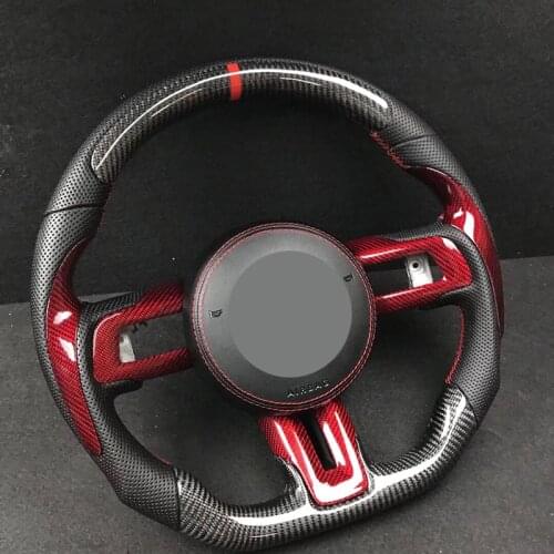Different Style Real Carbon Fiber Forged Steering Wheel Perforated Leather For Ford Mustang 2015-2017 2016