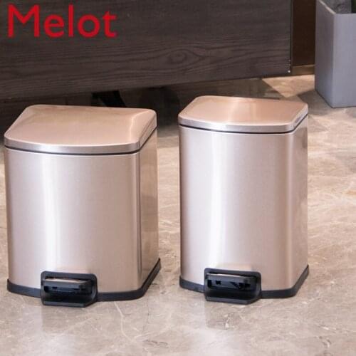 Stainless Steel Trash Can Household Living Room Pedal Toilet Bathroom Kitchen Pedal Creative Upscale Simple with Lid